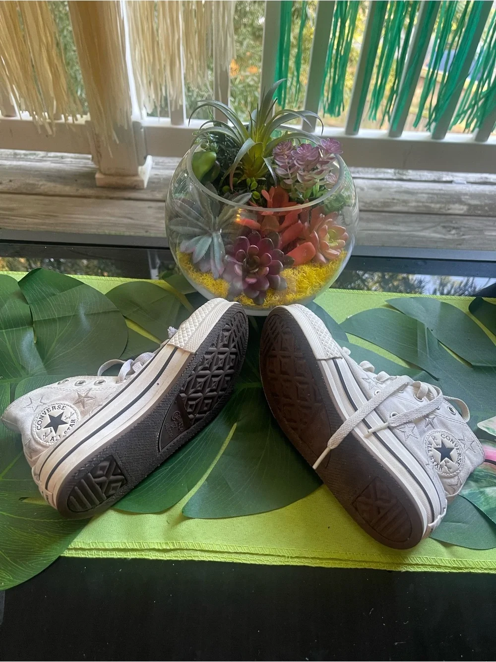 Converse White High-Top Sneakers with Star Detail